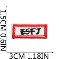 Détails de l'écusson brodé lettre ESFJ avec bordure rouge mesurant 3cm x 1,5cm - No 11 (Lettre ESFJ)