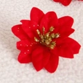 Rote künstliche Weihnachtsstern-Blume mit goldenen Staubgefäßen und Glitzerakzenten - 6cm Rot