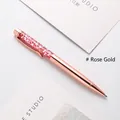 Rose gold glitter ballpoint pen with sparkling sequins and liquid sand barrel - Rose Gold