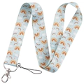 Rainbow series sky blue fabric lanyard with star patterns and metal swivel hook - Star Rainbow/YZ18-8