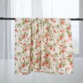 Bamboo cotton muslin swaddle blanket with watercolor peach and green leaf patterns - Peach