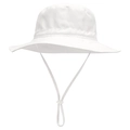 Dettaglio del cappello da sole bianco con cinturino sottogola regolabile e fermaglio - Bianco