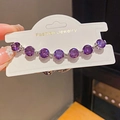 Detail of luxury french style bracelet with seven round purple zircons in claw setting - 22# Bracelet - Silver - Purple