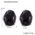 British vintage irregular black enamel earrings in silver tone finish with 2.5cm size - Silver Black Gemstone Earrings