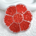 Flower-shaped organizer box with various red bow and pearl nail art charms inside - m7635-Red Bowknots Mix Set