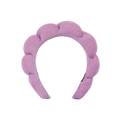 Close-up of purple towel fabric texture and sponge padding on thick headband - Magenta (Towel Cloth)