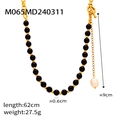 Dettagli della collana vintage in onice nero con catena dorata e ciondolo di perla - Stile Perline Agata Nera (M065-Oro)