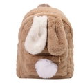 Sac à dos mignon en peluche lapin kaki avec longues oreilles et pompon blanc duveteux - Khaki