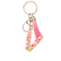 Pink resin letter V keychain with gold leaf, stylish tassel, and rose gold hardware - Pink Gold Foil V