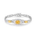 S925 sterling silver bracelet featuring a radiant yellow square-cut centerpiece stone - 925 Silver / Yellow High Carbon Diamond