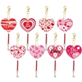 Set of 8 pink Valentine heart diamond painting wind chime pendants with hanging beads - Style 11