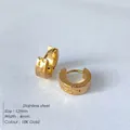 Pendientes de aro gruesos de acero inoxidable bañados en oro 18K con acabado martillado - 12mm / Dorado