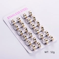 Set de 12 pares de pendientes de aro de acero inoxidable dorado y plateado en tarjeta - 12 Pares/Tarjeta / Bicolor (Oro y Plata)