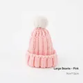 Pink knitted mini Christmas hat with white faux fur pompom for holiday decor - Large 1 Pc (9cm*13cm) / Pink