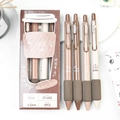 Coffee theme 0.5mm gel pen set with soft bread-style grip for comfortable writing - Deep Coffee Set (4Pcs/Box)