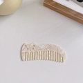 Creamy white marble pattern hair comb featuring a cute cat shaped handle design - 5#Beige