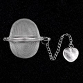 304 stainless steel tea infuser ball with a heart-shaped clear crystal stone pendant - White Crystal