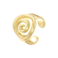 Close-up of a gold spiral conch flower ring with an irregular geometric open design - VJ675 Gold
