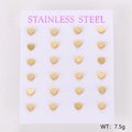 Set van 12 paar minimalistische gouden hartvormige oorknopjes van roestvrij staal op kaart - Klein (4.7mmx4.0mm)
