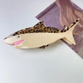 Pinza de pelo con forma de tiburón en estampado de leopardo y acetato beige - Tiburón Carey