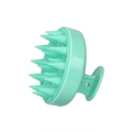 Scalp massager and shampoo brush in turquoise green with ergonomic handle and silicone bristles - Full Green with Round Hole