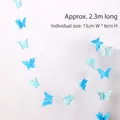 Ghirlanda di farfalle 3D in carta blu 2,3m decorazione per feste e decoro da appendere - Farfalla Blu 3D 2,3 M (Singola 13 x 6 cm)