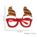 Sparkly red 2026 Christmas elf hat glasses frame with white pompom, size 14.5x13.5cm - Red Christmas Beard Hat