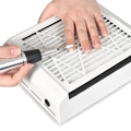 White nail dust collector machine with electric nail drill and silver grinding head - 858-13-US Plug