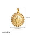 Detailed view of a round 18K gold starburst pendant with dimensions and weight specs - MANDALA
