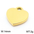 Polished 14mm gold heart charm pendant in stainless steel, weighing 2g for jewelry - Heart Pendant Gold (KLJ8576-Z)