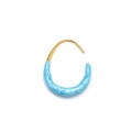 U-shaped 18k gold stainless steel drop earrings with light blue marbled enamel inlay - 30*22mm / Full Coverage / Blue