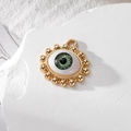 Golden Evil Eye jewelry pendant with white and green pupil for DIY earring making - Green Bead Eye