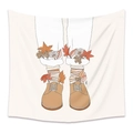 Tenture murale décorative avec illustration automnale de bottines fleuries et de feuilles - GT20006-Chaussures et Chaussettes Rétro d'Automne Florales