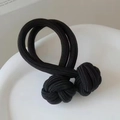 Élastique à cheveux noir avec boules tressées et texture haute résistance - 1 Pièce / Noir