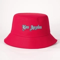 Red Los Angeles bucket hat in cotton canvas with Gothic lettering and reinforced brim - Red