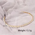 Elegant gold metal headband featuring small 0.7cm white pearls, weight 13.1g - 41# Gold Pearl Chain Headband