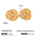 Detalle de pendientes geométricos dorados de 2,9 cm en acero inoxidable - Pendientes de botón en espiral / Dorado