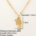 Golden horn pendant necklace in stainless steel with detailed dimension markers - Irregular Pendant