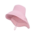 Chapeau de soleil rose à bord large pour femme avec jugulaire réglable et séchage rapide - Rose
