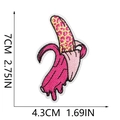 Detailed view of banana embroidery patch with leopard print pattern and size dimensions - No.7-Leopard Banana