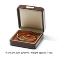 Portagioie premium in pelle PU marrone con bracciale a serpente in cristallo - Scatola per bracciali rigidi (Scatola per gioielli in pelle PU con cupola e targhetta dorata) / Marrone Scuro