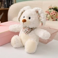 Plush white bunny doll with floral floppy ears and matching scarf in a cozy gift setting - White Rabbit / 30cm