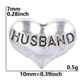 Charme de cœur en argent avec gravure Husband pour bracelets modulaires DIY - Cœur Argent-HUSBAND