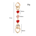 Golden cherry heart bag strap extender chain with pink and red enamel charms - 2 Red + 1 Pink Heart (Heart Buckle Gold)