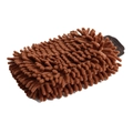 Thickened brown chenille car wash glove with highly absorbent microfiber surface - 60g / Double Sided Chenille Coffee