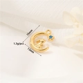 Dettaglio ciondolo coniglio luna stella in oro 14K con zircone blu, 15mm per gioielli DIY - Ciondolo Luna Coniglio Stella (H-11328)