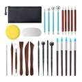 25-piece clay sculpting tool set with wooden handles and black storage bag - 27-piece Clay Tool Set [mahogany Version]