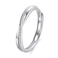 Elegant S925 sterling silver couple ring featuring a twisted rope textured design - Adjustable Open / Men's Ring (FDJZ-308) / Silver