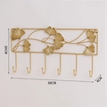 Golden ginkgo leaf wall hook rack with 6 rounded pegs for coat and key storage - Style B Square Gold - Ginkgo Leaf 6-Hook