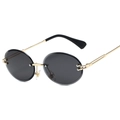 Randlose ovale Sonnenbrille mit grauen Verlaufsgläsern und goldenen Metallbügeln, 45-Grad-Winkel - Goldener Rahmen Graue Gläser